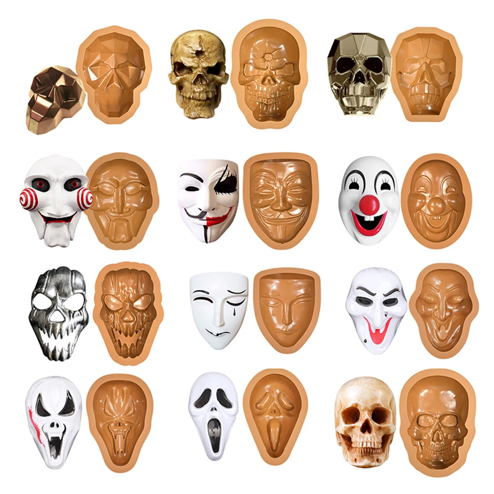 Halloween Maske Design Kuchen Form Schädel Design Schokolade Form Halloween Silikon Kuchen Form Küche Backformen Dessert Werkzeuge Image