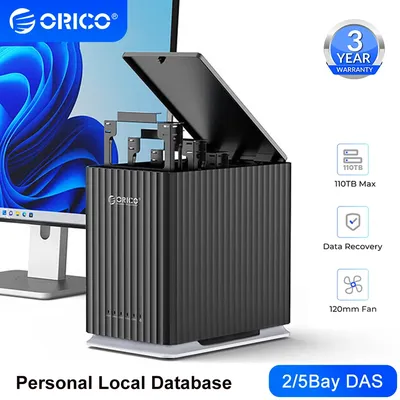 ORICO 2/5 Bay HDD Docking Station 2.5/3.5"SATA Hard Drive Case HD External SSD Enclosure USB 3.0 Type C DAS Extension Storage