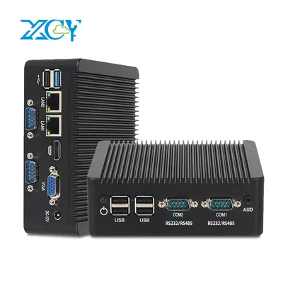 Fanless Industrial Mini PC Pentium J2900 4x Serial Ports RS232 RS485 2x Gigabit Ethernet Mini PCIe WiFi 4G LTE SIM Windows Linux