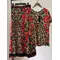 Geometrically printed T-shirt with round neck and short sleeves+big swing skirt Spring and summer two-piece dress elegant suit