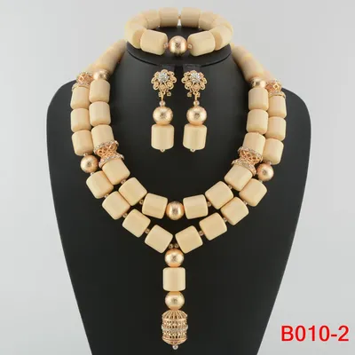 New Arrival African Beads Jewelry Set Fashion Nigerian Wedding African Beads Necklaces Earrings Set Girls Womens Necklace