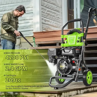 4200PSI Pressure Washer 4.0GPM and 209CC Gas Powered Washing Machine Commercial High Pressure Washer with 25ft Hose&4 Nozzles