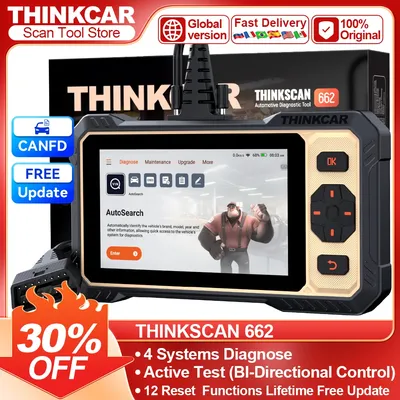 THINKCAR THINKSCAN 662 4 System Car Diagnostic Tool Auto Scanner 12 RESET Bi-Directional Control CAN FD Obd2 Code Reader