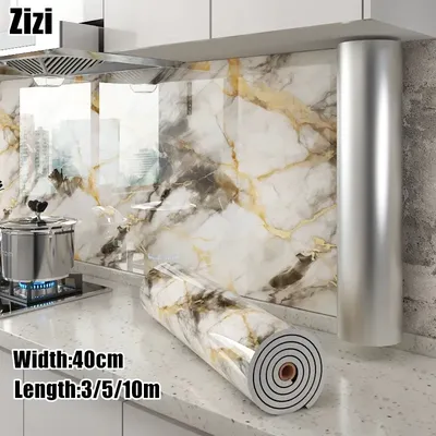 1 Roll Marble Wallpaper Self Adhesive Imitation Glossy Marble Foam Wallpaper Aluminum Foil Peel and Stick Wall Papers Home Decor