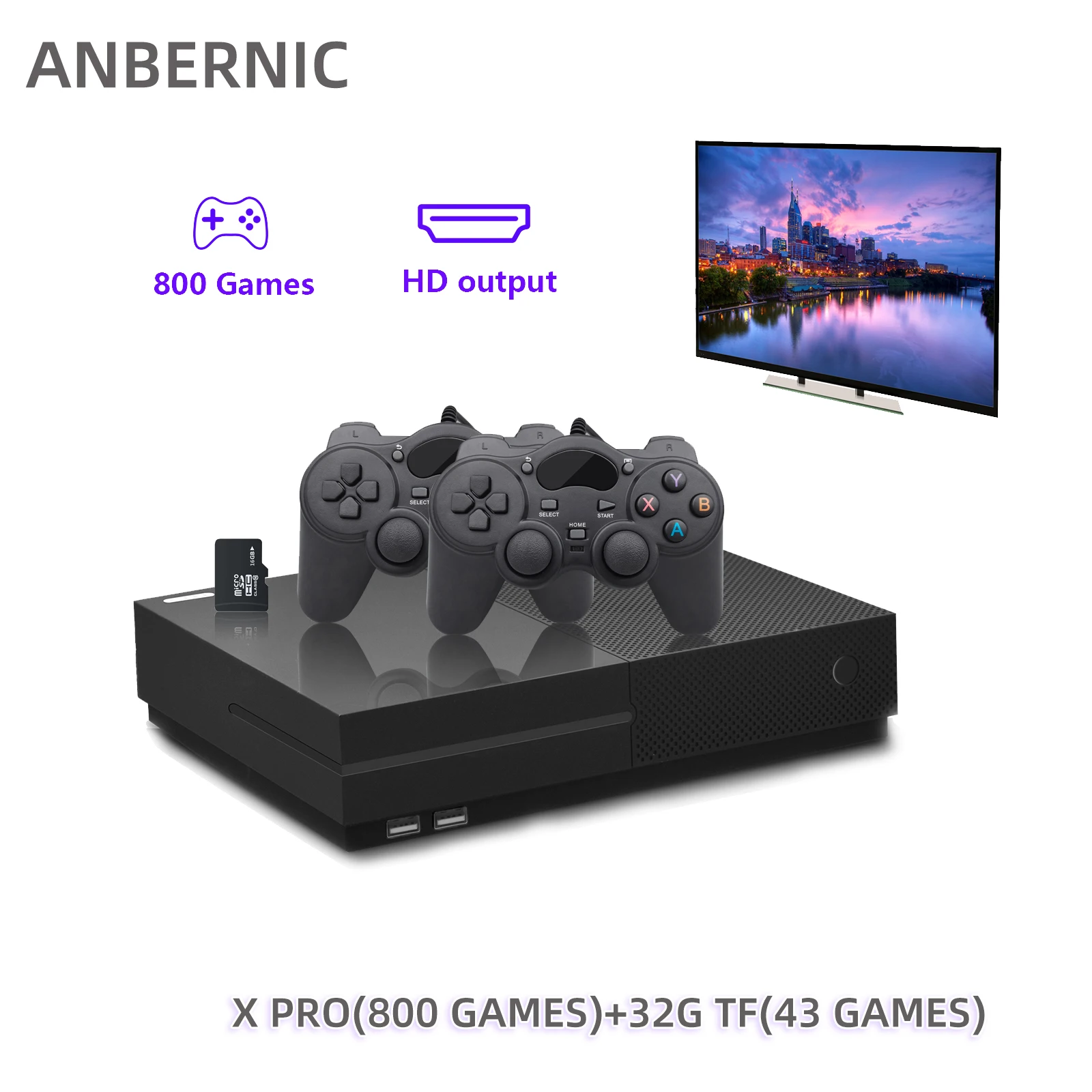 ANBERNIC XPRO Video Game Console 64Bit TV HDMI-compatible 800 Family Game X Pro Retro Video Game Player 32G TF 43 Games