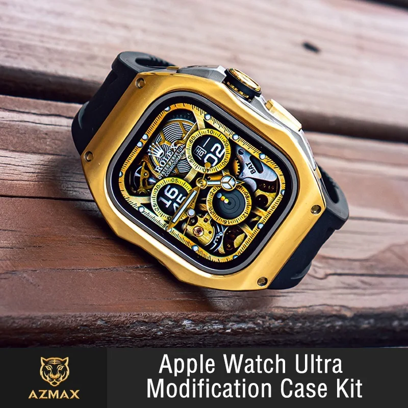 Ultra1/Ultra2/Ultra3 49mm Fluororubber Band Cover iWatch Fashion Titanium Alloy Watch Case Strap Modification Kit Set