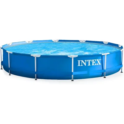 Metal Frame 12 ft x 30 in Round Above Ground Outdoor Backyard Swimming Family Pool for Kids and Adults Ages 6 and Up, Blue
