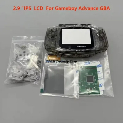 GBA IPS LCD no cut shell required easy to install 2.9 "IPS high brightness LCD and shell kit for Gameboy advance GBA