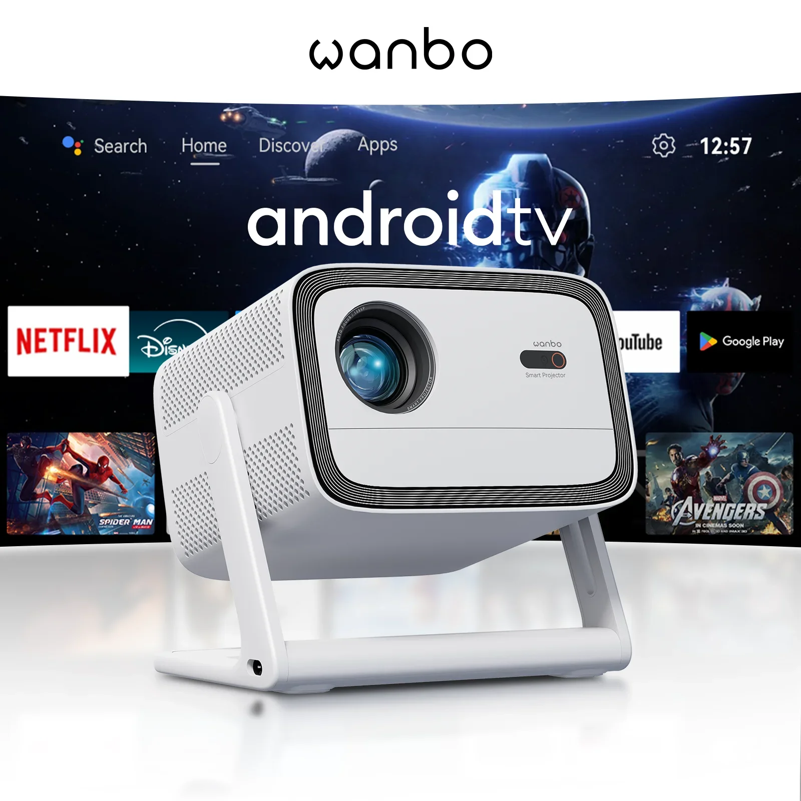 Wanbo Vali 1 Projector 1080P 900ansi Bright Proyector Android TV11.0 Beamer Video Theater Projetor Wide-angle Rotating Gimbal