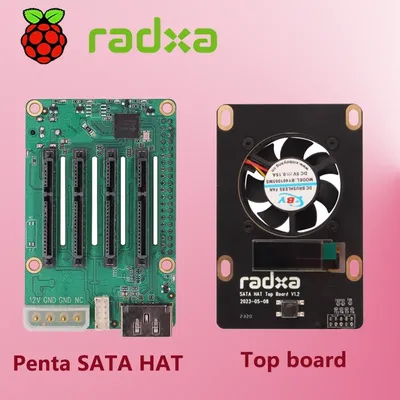 ROCKPI Penta SATA HAT - Up to 5x SATA disks HAT for Raspberry Pi 5 and ROCK Pi SBCs Kits