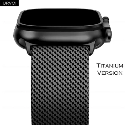 URVOI Titanium Milanese loop for Apple Watch Ultra 2 Series 10 9 8 7 Natural Black band mesh strap for iWatch parachute buckle