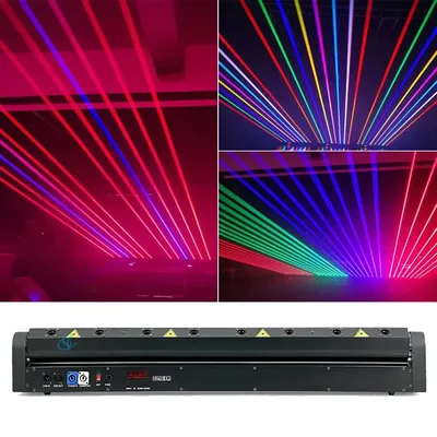 8 Eyes Red Laser +LED RGB Lamps Moving Head Laser Beam Light Dj Laser Light Projector DMX Control For Disco Party Bar
