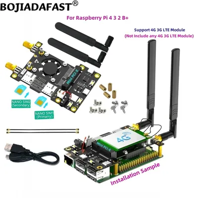 4G 3G LTE WWAN GSM Modem Module Mini PCI-E MPCIe Wireless Adapter Card Dual Nano SIM Slot + 2 Antennas For Raspberry Pi 4 3 2 B+