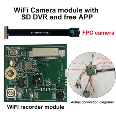 Wifi Recorder module with SD DVR and An Extended Mipi Signal Camera support free APP to visit for preview, control, downloading