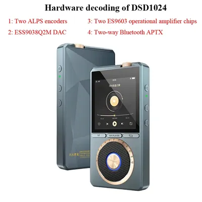HIFI MP3 Player ES9039Q2M DAC DSD1024 64BIT 768KHZ Lossless Decoding Two Way Bluetooth APTX Format Dual ES9063 Op - Amp Chips
