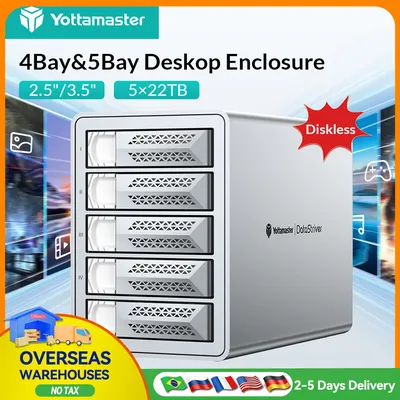 【Local Warehouse】Yottamaster Type-C 2.5/3.5"10Gbps SATA HDD SSD Enclosure HD External Case USB3.1 Daisy Chain Hard Drive Storage