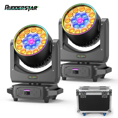 2PCS 220W LED Beam Moving Head Light with Flight Cases RGBW Focusing Lights Zoom Stage Effect Lighting for Disco Party Theater