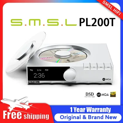 SMSL PL200T Hi-res CD Player MQA-CD DSD512 Clock Input P.A.S.S Servo System USB Input Support I2S AES/EBU Optical Coaxial Output