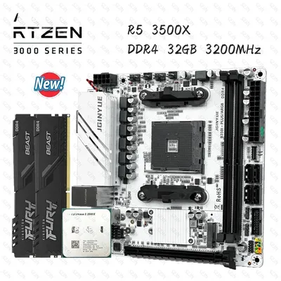 MINI ITX Set Ryzen 5 3500X with DDR4 32GB 3200MHz Suppoet M.2 NVME PCIE Protocol WIFI ARGB 4x SATA 3.0