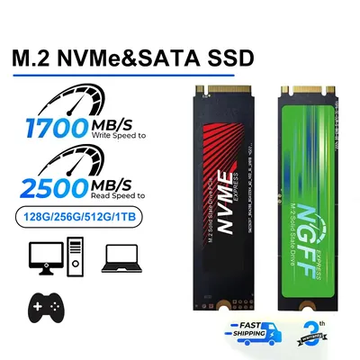 M.2 NVMe SATA PCIe SSD 128GB 256GB Hard Disk M2 NVMe NGFF 2280 1TB 2TB Internal Solid State Drive For Laptop Desktop