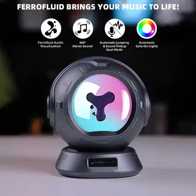 Ferrofluid Speaker, Dancing Ferrofluid Speaker with 2 Adjustable Modes and Colorful Lights for Computer Desktop Home Decor, Rela