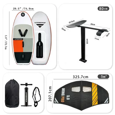 Unpowered Carbon Fiber Hydrofoil SUP Paddle Board with Wind Wing, Stand-Up Board Ocean/Lake Cruising, Efficient Sailing