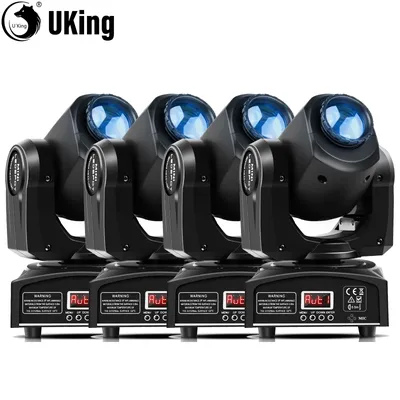 U`King 4Pcs 30W Beam Gobo Moving Head Lights RGBW LED Stage Lights DMX512 Spotlights For DJ Disco Wedding Party Stage Lighting