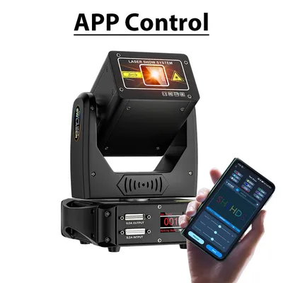 New APP Control 6W RGB Moving Head Laser RJ45 ILDA DMX512 Animation Scanner For Wedding DJ Bars Clubs High Speed Galvanometer