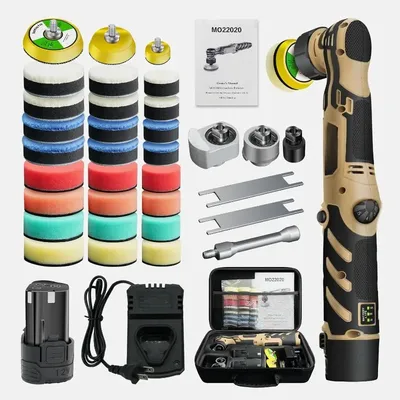 Cordless Mini Polisher,1/1.5/2Inch,DA&RO with 11 Variable Speed 2500-6000 RPM,2.3Ah Rechargeable Battery,Car Detailing Micro Pol