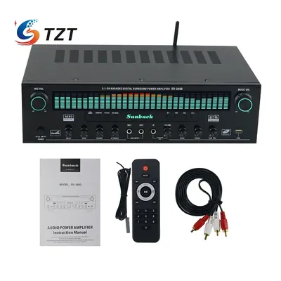 TZT SR-3800 1000W 220V Bluetooth Amplifier 5.1CH Karaoke Digital Surround Power Amplifier (Blue/Green Screen)