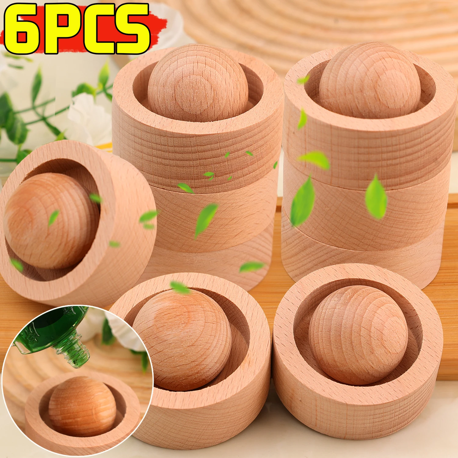 Wooden Essential Oil Diffuser Sustainable Fragrant Perfume Air Freshener Round Ball Aromatherapy Diffuser for Home Office Car