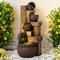 Garden Waterfall Fountain Outdoor Water Fountains and Waterfalls, Large Outdoor/Indoor Floor Standing Resin Water Fountain