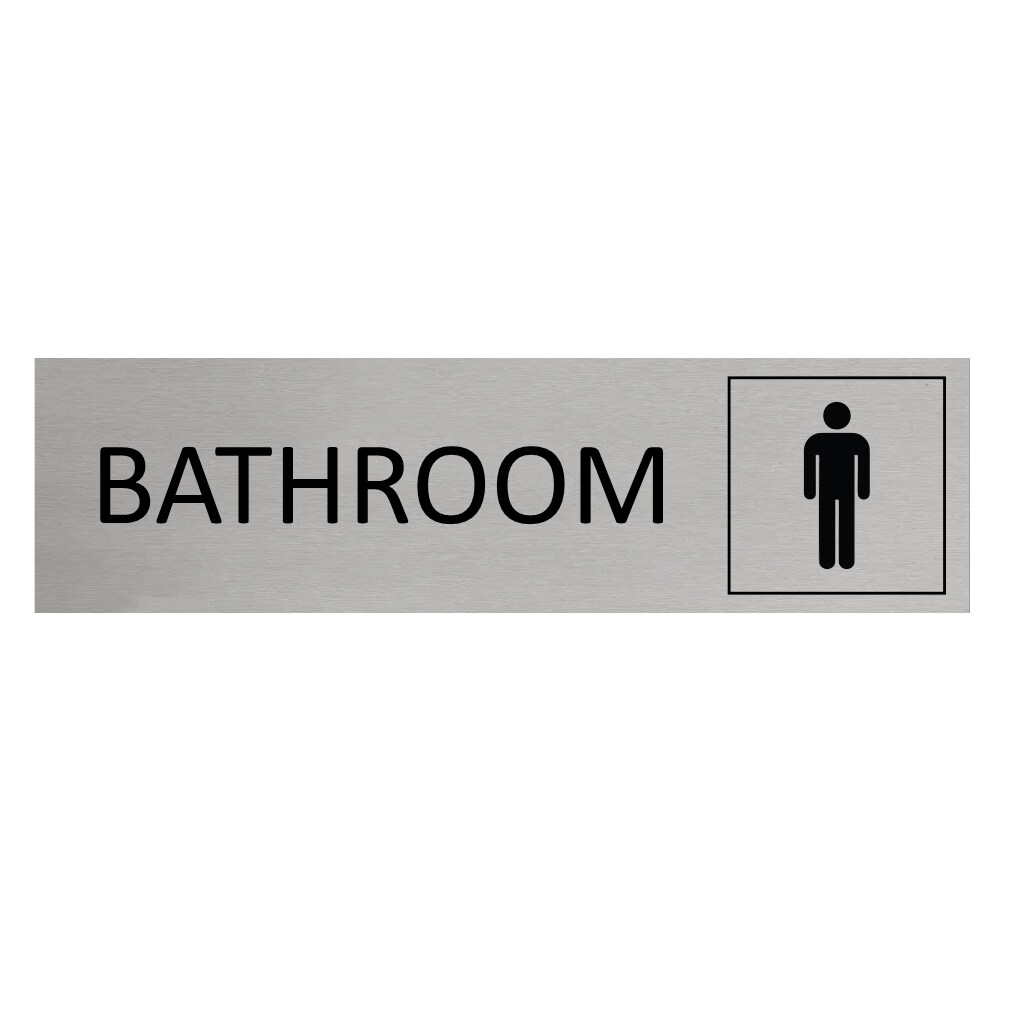 CombiCraft Aluminium Türschild Bathroom Men 165x45mm mit 3M-Tape zur Befestigung, einfache Kennzeichnung von Räumen und Bereichen Image