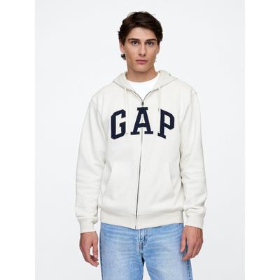 Gap White Zip Up Arch Logo Hoodie