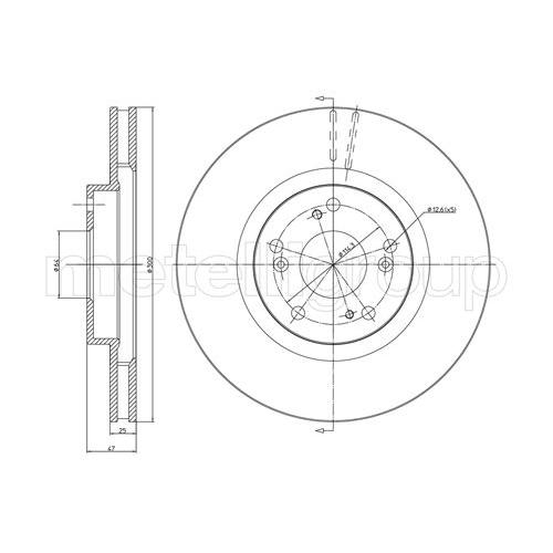 METELLI Bremsscheibe vorne rechts links belüftet 300,0mm für HONDA 45251-S6M-A10 23-0576C