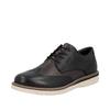 Schnürschuh RIEKER, Herren, Gr. 42, schwarz (schwarz, grau), Glattleder, Lyralochung, casual, Schuhe, Schnürschuh, Business-Schnürer in bequemer Form