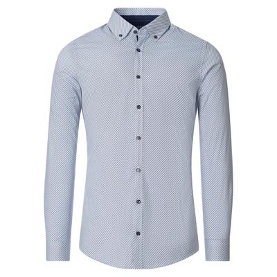 Businesshemd VENTI "VENTI Businesshemd Print", Herren, Gr. 39, Normalgrößen, blau, 97% Baumwolle, 3% Elasthan, bedruckt, sehr figurbetont, Hemden Image