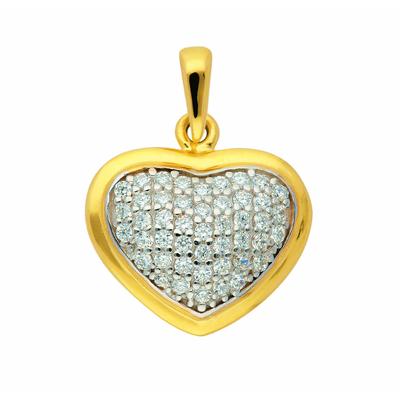 Herzkette ADELIA´S "Halskette - Herzkette mit Anhänger Herz mit Zirkonia aus 333", gold, Halsketten, Damen, Gelbgold 333-Gold, Gelbgold 333, Gold, Schmuckset mit bis 45 cm stufenlos verstellbarer 925 Silber Halskette Image