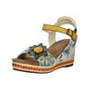 Keilsandalette LAURA VITA "LAURA VITA Sandalen Leder", Damen, Gr. 40, grün, Leder, casual, Schuhe