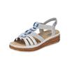 Keilsandalette RIEKER "Rieker Sandalen Lederimitat", Damen, Gr. 37, blau (silber, blau), Lederimitat, casual, Schuhe