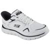 Slip-On Sneaker SKECHERS "TRACK", Herren, Gr. 47,5, schwarz-weiß (weiß, schwarz), Leder, Textil, casual, Schuhe, Freizeitschuh, Schnürschuh mit Memory Foam