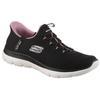 Slip-On Sneaker SKECHERS "SUMMITS", Damen, Gr. 43, lila (schwarz, mauve), Textil, kontrastfarbene Details, sportlich, Schuhe, Freizeitschuh mit Slip-ins