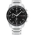Multifunktionsuhr TOMMY HILFIGER "PARKER", silber (silberfarben, schwarz), Armbanduhren, Herren, Quarzuhr, Armbanduhr, Herrenuhr, Datum, Edelstahlarmband
