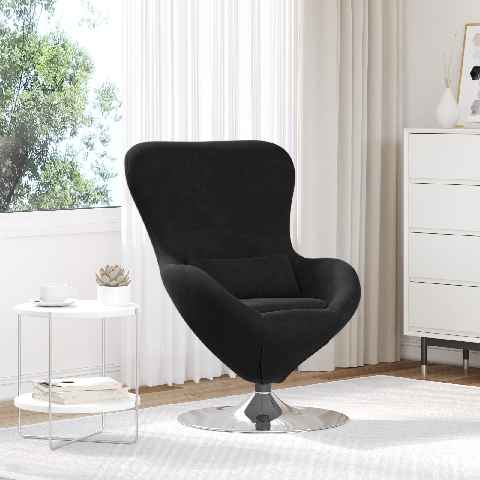 vidaXL Egg Chair Black/ Dark/Light Grey Velvet - 24.8 x 28.7 x 35.4