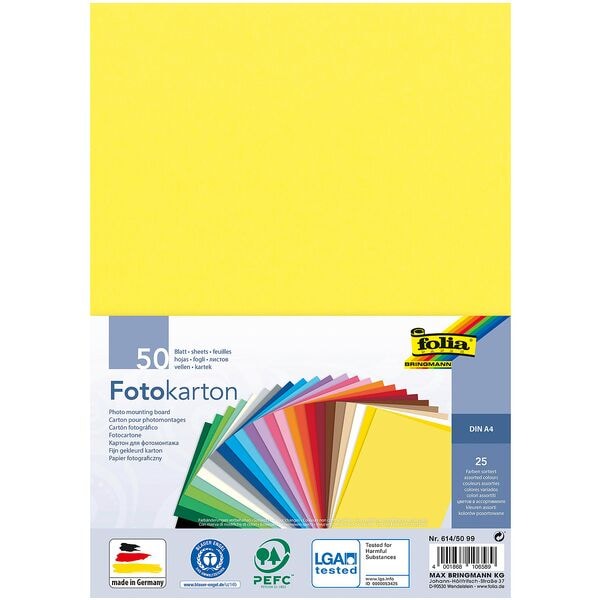 folia Fotokarton farbsortiert A4 300 g/m² 50 Blatt