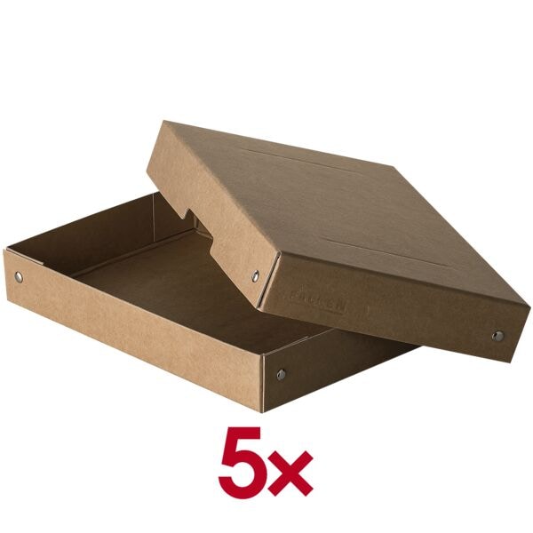 Falken Archiv-Box »PURE Box Nature DIN A5 40mm« 18/25/4 cm 5 Stück braun, 18x4x25 cm
