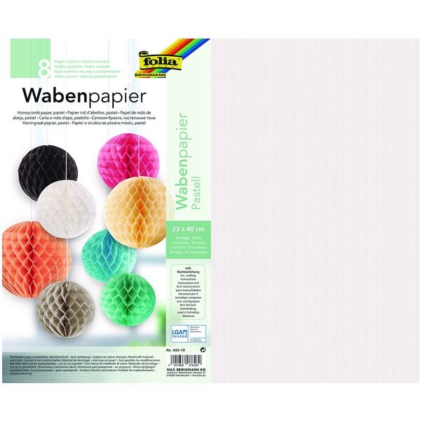 folia Wabenpapier Pastell farbsortiert 33 x 40 cm weiß
