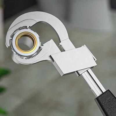 Multifunctional Bathroom Wrench Adjustable Sink Tool with Curved Tooth Design for Faucet Basin Plumbing Installation and Repair Household Plumbing Hand Tool