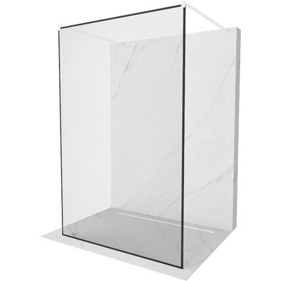 Kioto freistehende Duschwand 130 x 200 cm, Transparent/Schwarzes Design 8 mm, Weiß - 800-130-0 Image