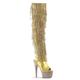 Womens Platform High Heels Sandals Sexy Ultra Pumps Stiletto Boots Knee Rhinestone Fringe Rear Lace Up Summer Court Shoes For Stripper Party Pole Dancer Stage Model Club 6.69 IN(Gold,7.5 UK)